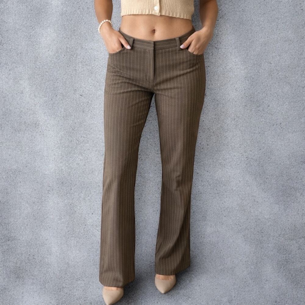 Y2K Star City Miranda Gray Pink Pinstripe Trousers Juniors 7